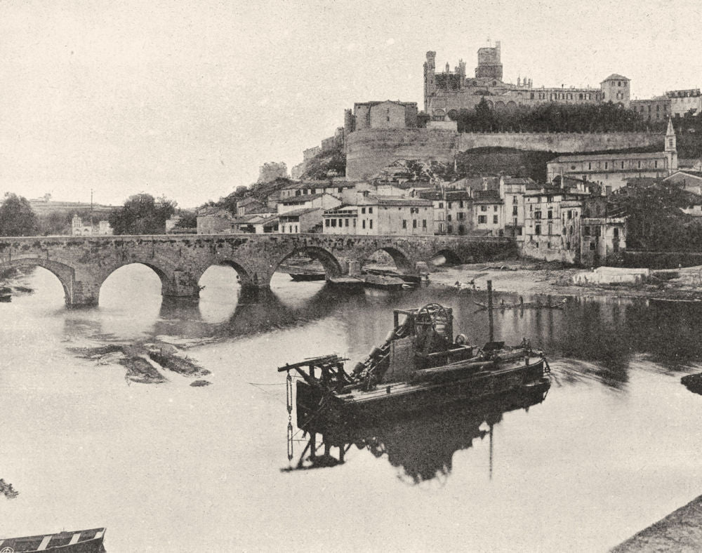 HÉRAULT. Béziers, vue prise du Pont- Neuf 1902 old antique print picture